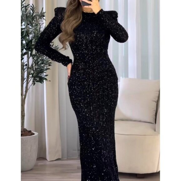 Zara Sequin Dress with Shoulder Pads ZW Collection - Picture 2 of 13